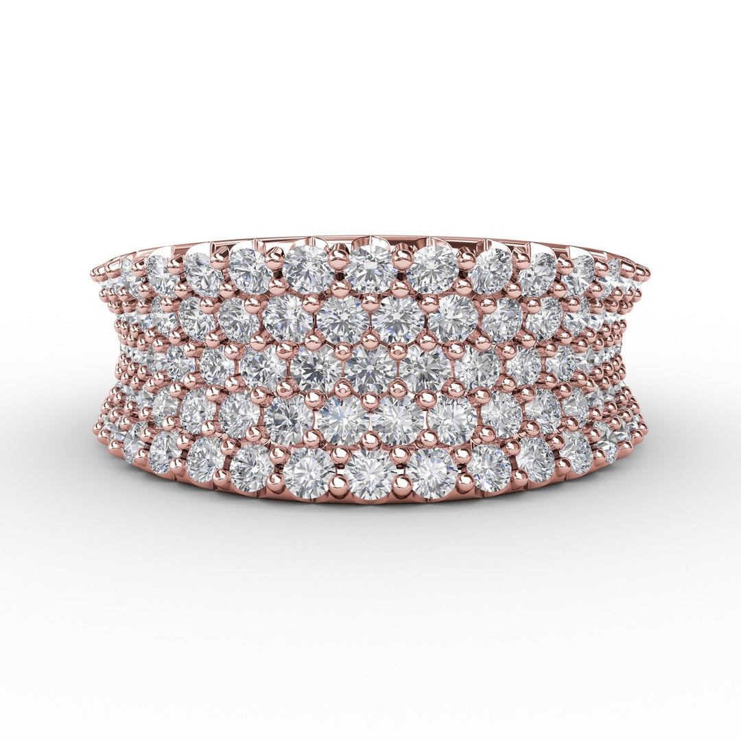 Five-Row Shared Prong Diamond Band