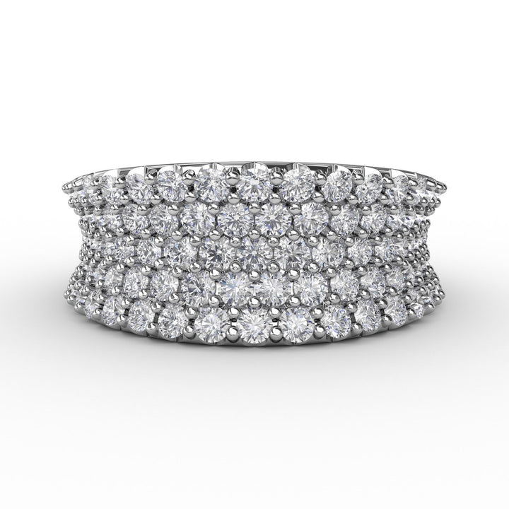 Five-Row Shared Prong Diamond Band