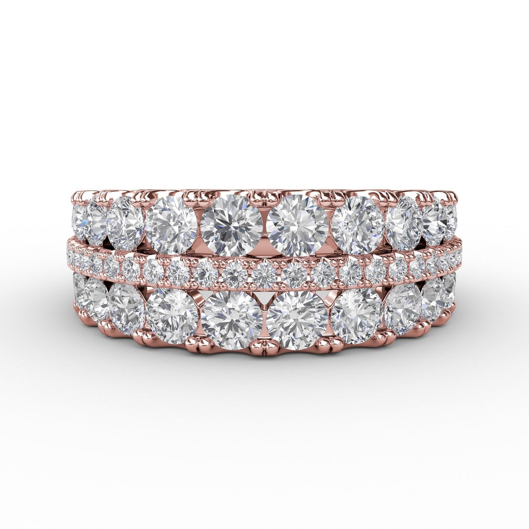Triple-Row Round Diamond Band