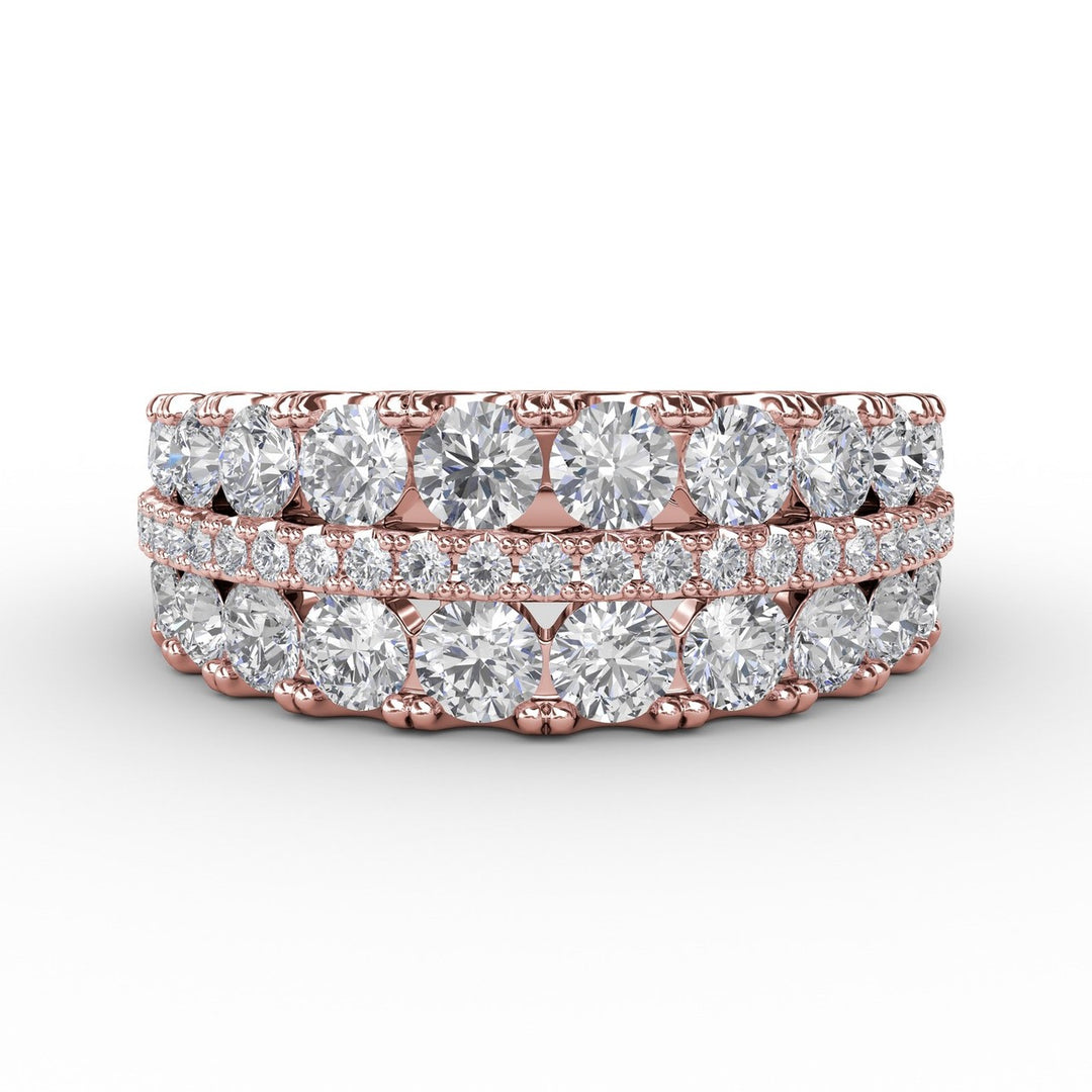 Triple-Row Round Diamond Band