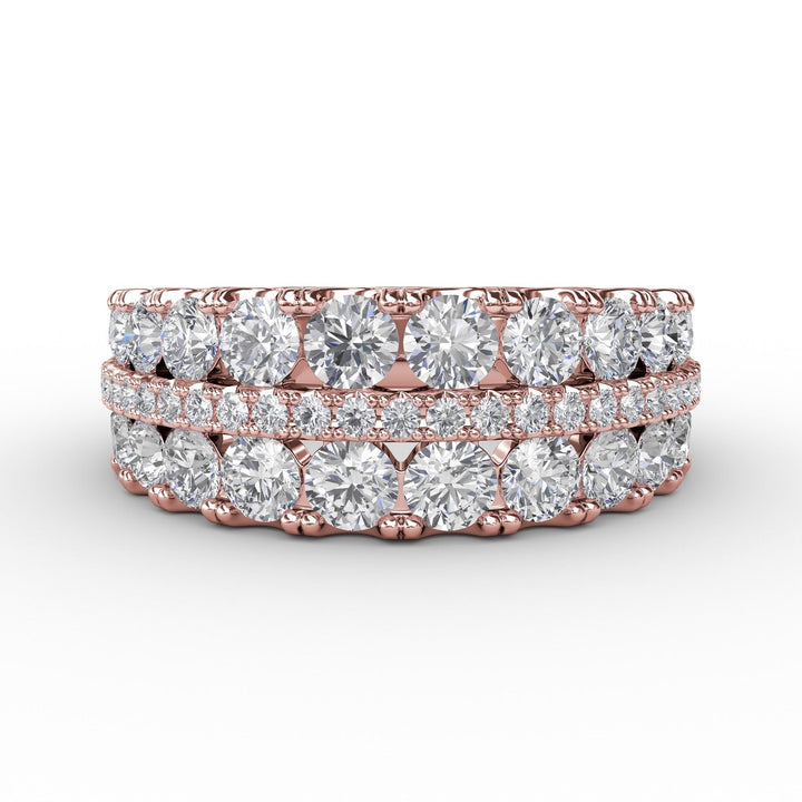Triple-Row Round Diamond Band