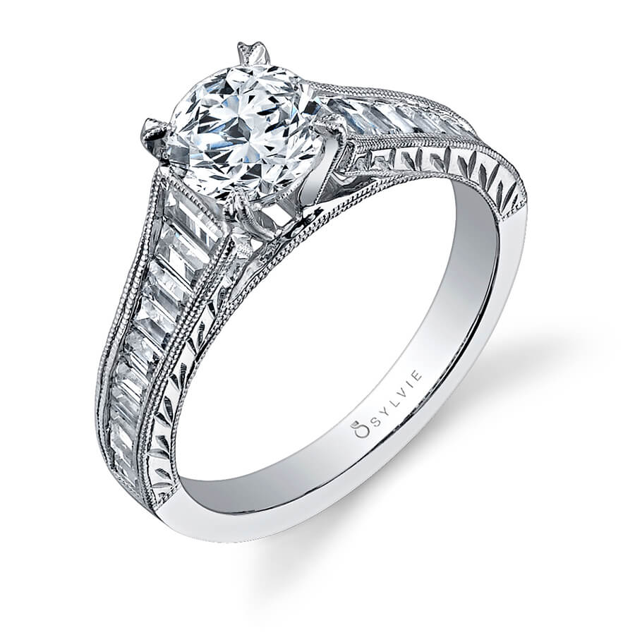 Charlize - Classic Hand Engraved Solitaire Engagement Ring