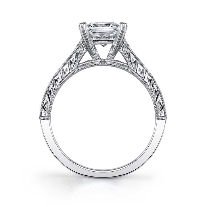 Charlize - Classic Hand Engraved Solitaire Engagement Ring