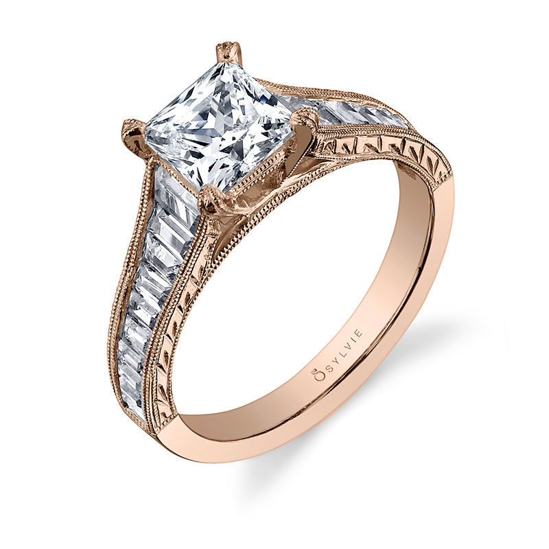 Charlize - Classic Hand Engraved Solitaire Engagement Ring