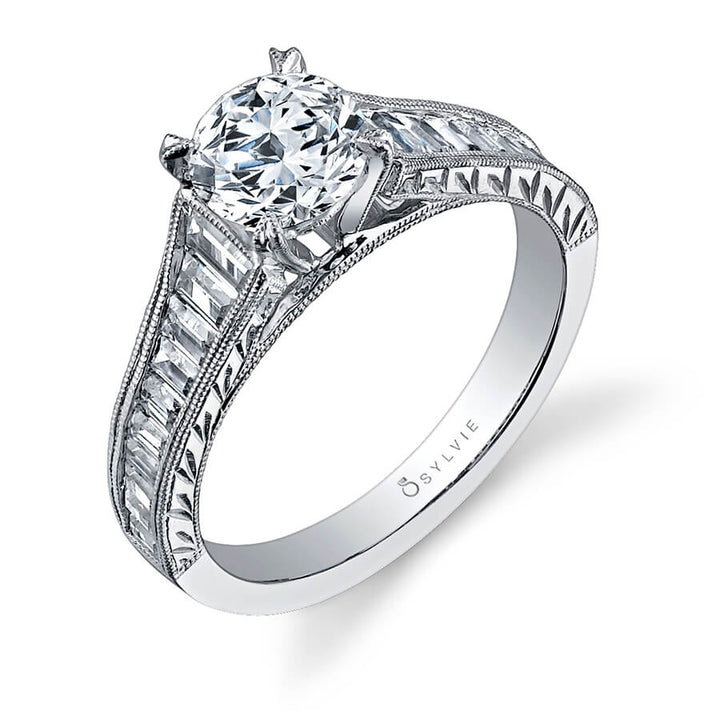 Charlize - Classic Hand Engraved Solitaire Engagement Ring