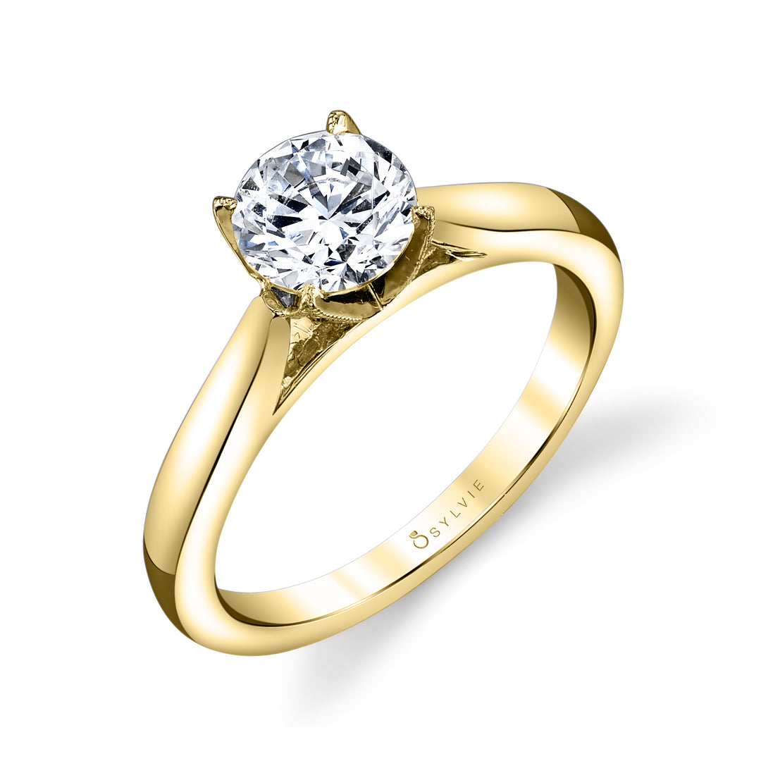Tulira Solitaire Diamond Petal Prong Engagement Ring - Aubree
