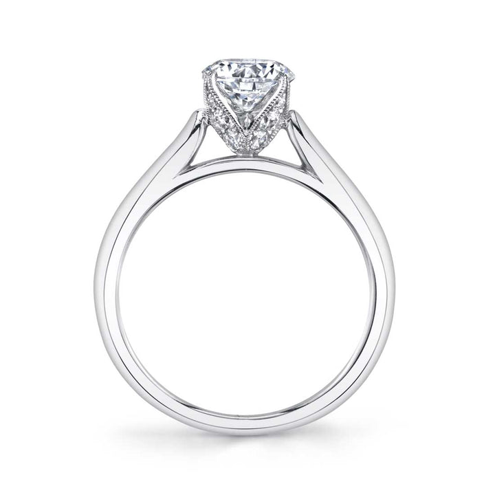 Tulira Solitaire Diamond Petal Prong Engagement Ring - Aubree