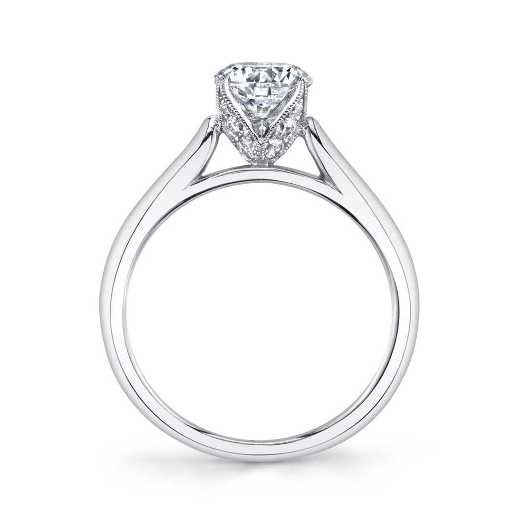 Tulira Solitaire Diamond Petal Prong Engagement Ring - Aubree