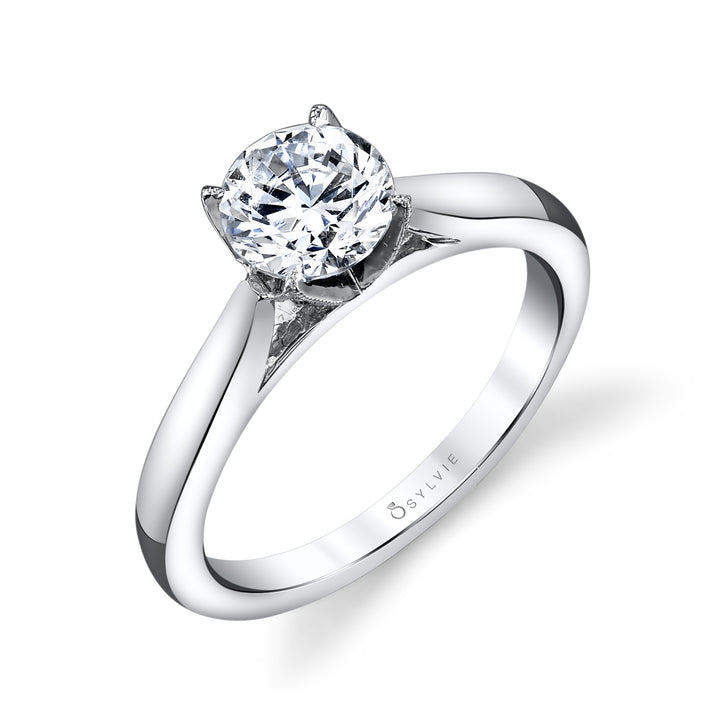 Tulira Solitaire Diamond Petal Prong Engagement Ring - Aubree