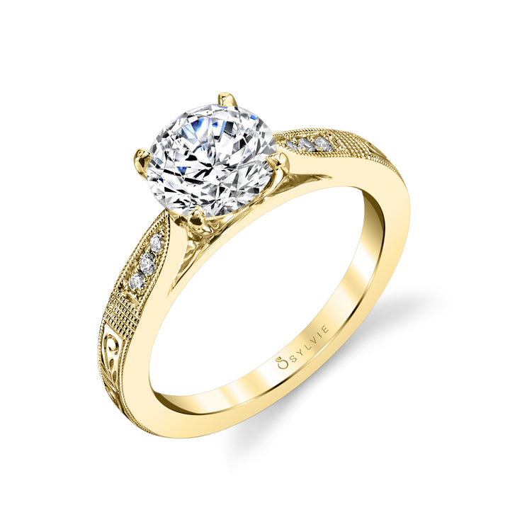 Holly - Hand Engraved Solitaire Engagement Ring