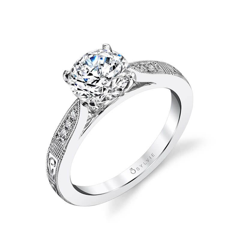 Holly - Hand Engraved Solitaire Engagement Ring