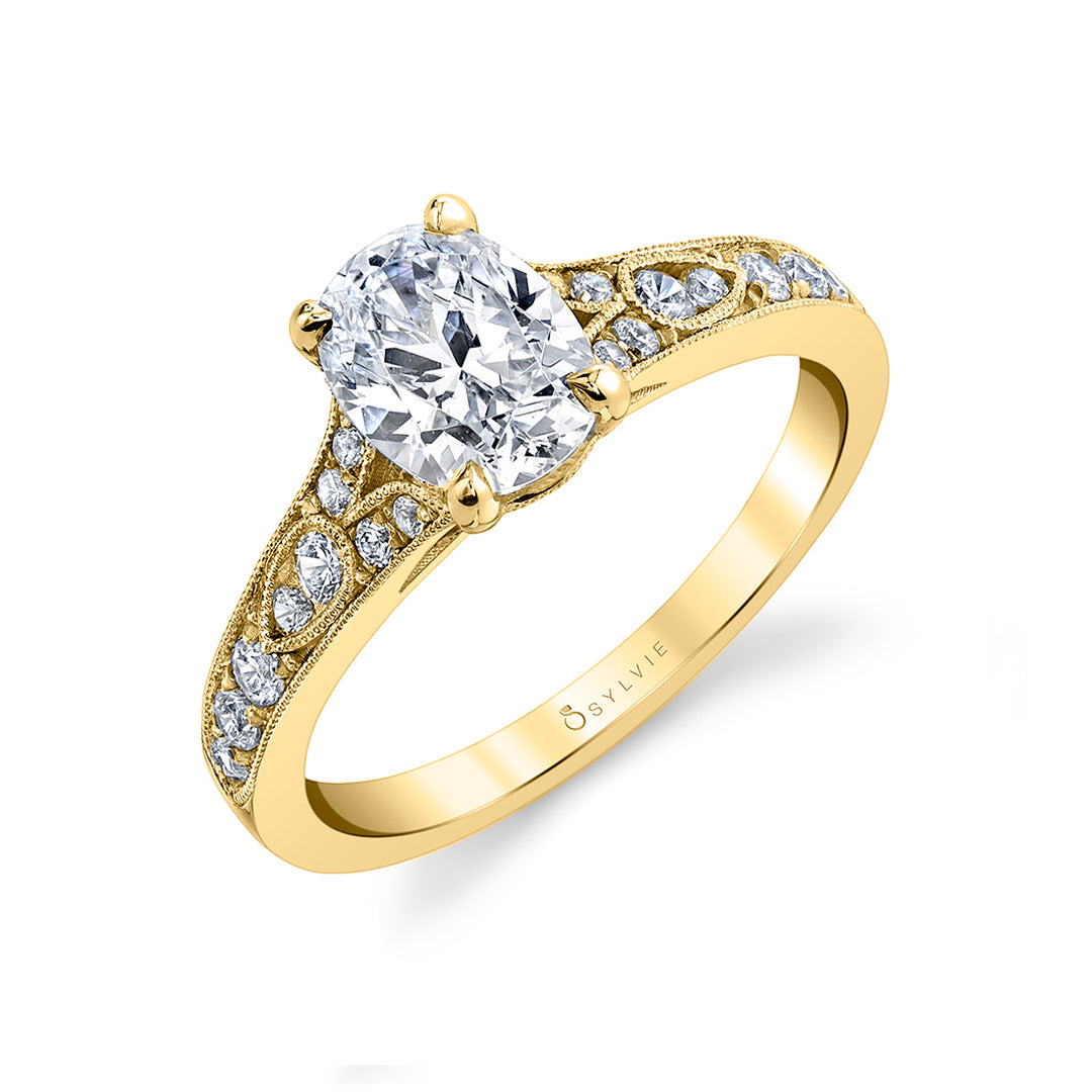 Oval Cut Vintage Inspired Engagement Ring - Chereen