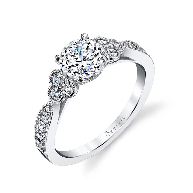 Round Cut Modern Vintage Engagement Ring - Elodie
