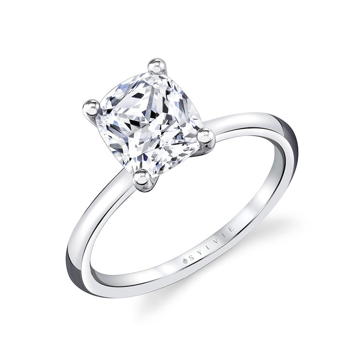 Cushion Cut Solitaire Engagement Ring - Amelia