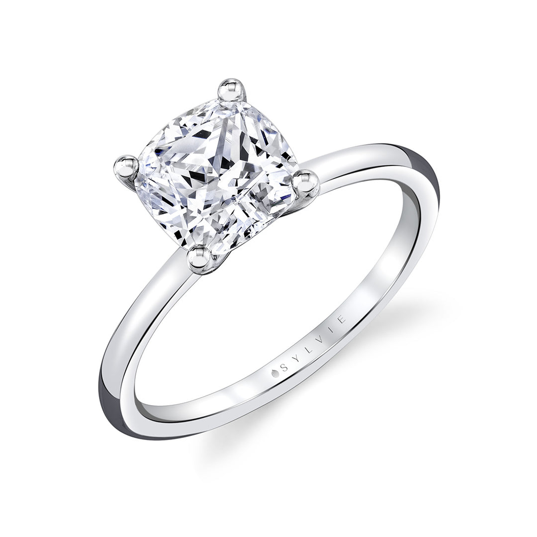 Cushion Cut Solitaire Engagement Ring - Amelia