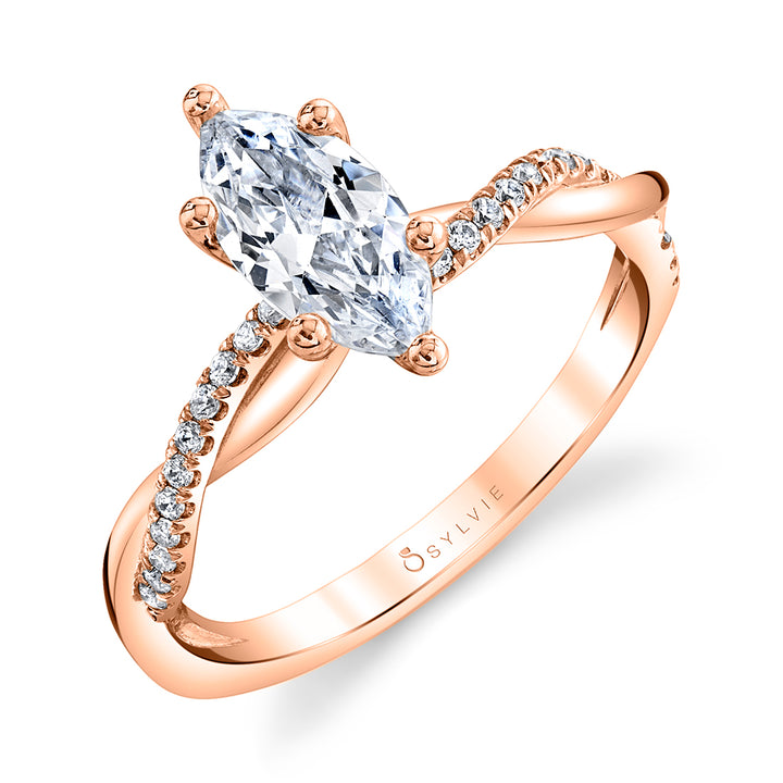 Marquise Cut Diamond Spiral Engagement Ring - Yasmine