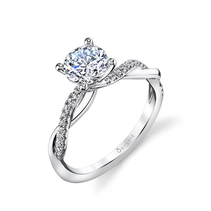 Round Cut Diamond Spiral Engagement Ring - Yasmine