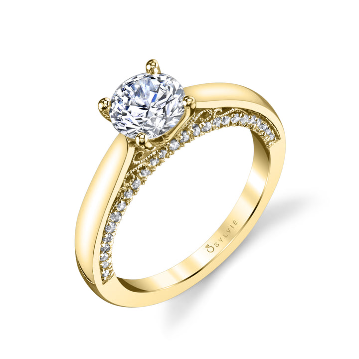 Karina - Solitaire Engagement Ring with Diamond Profile
