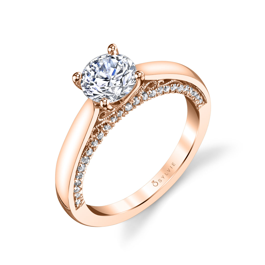 Karina - Solitaire Engagement Ring with Diamond Profile