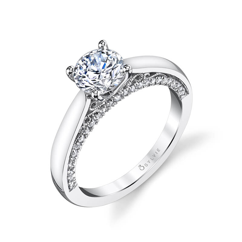 Karina - Solitaire Engagement Ring with Diamond Profile