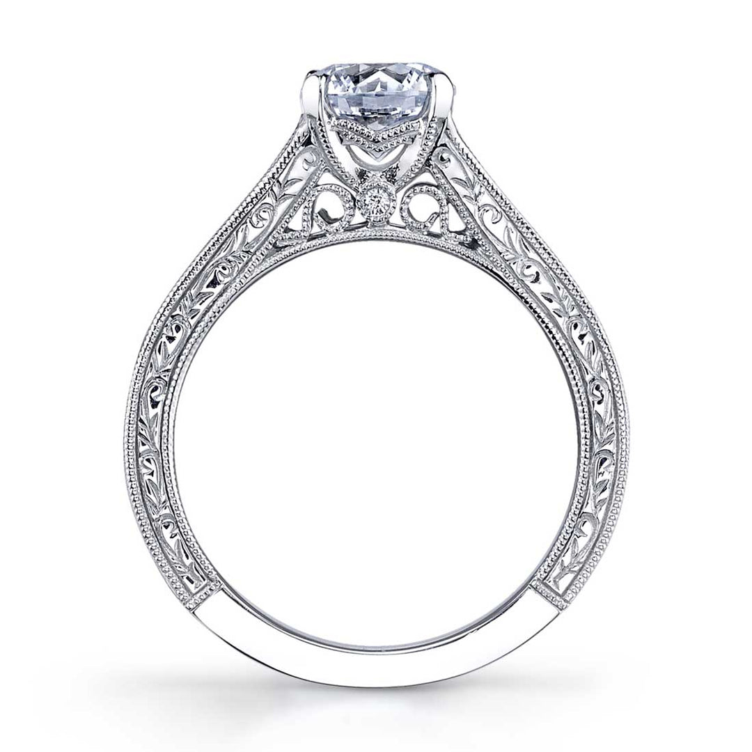 Round Cut Vintage Inspired Solitaire Engagement Ring - Julita