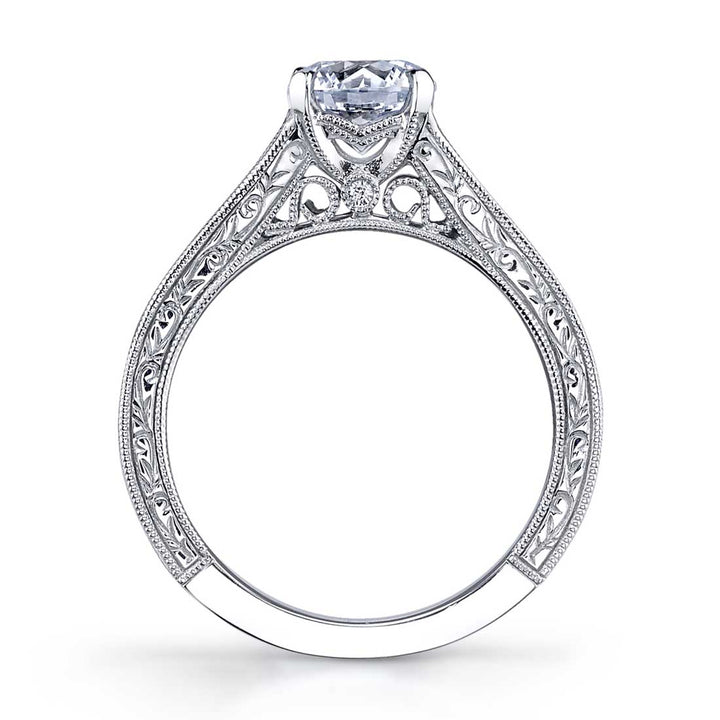 Round Cut Vintage Inspired Solitaire Engagement Ring - Julita