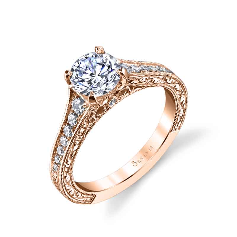 Round Cut Vintage Inspired Solitaire Engagement Ring - Julita