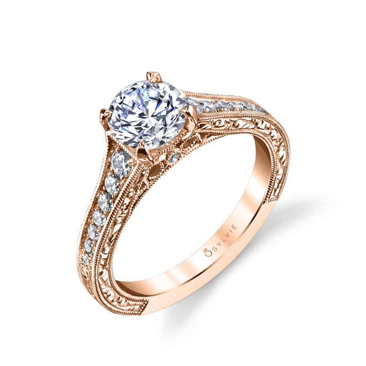 Round Cut Vintage Inspired Solitaire Engagement Ring - Julita