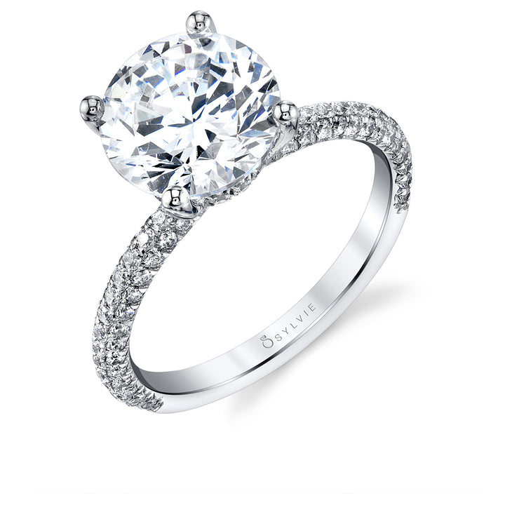 Round Cut 3 Carat Classic Pave Engagement Ring - Jayla