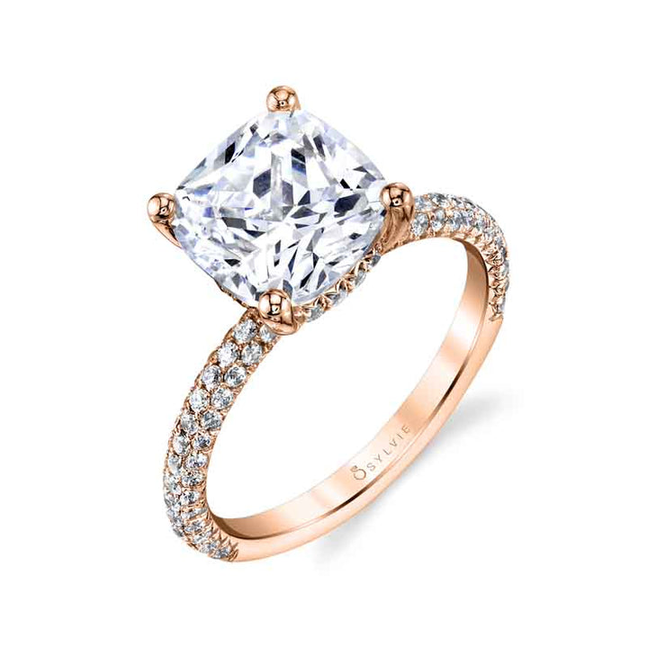 Cushion Cut Classic Pave Engagement Ring - Jayla