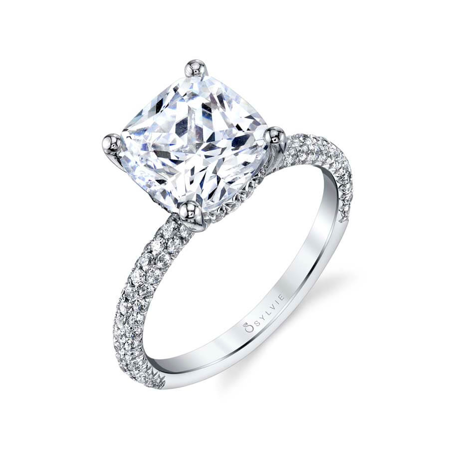 Cushion Cut Classic Pave Engagement Ring - Jayla