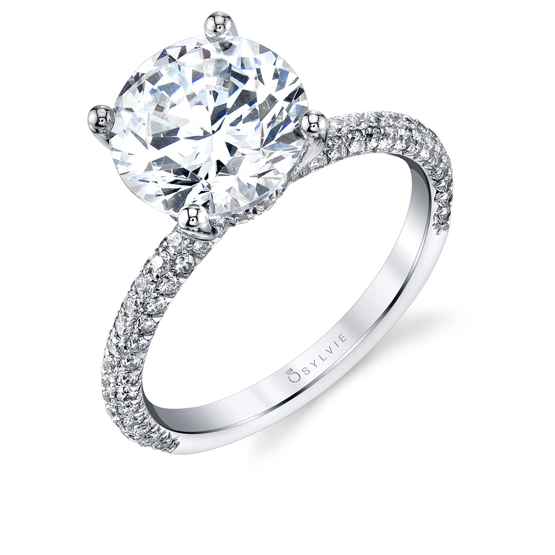 Round Cut 3 Carat Classic Pave Engagement Ring - Jayla