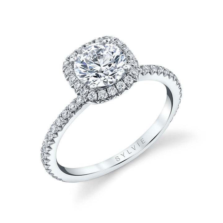 Cushion Cut Classic Halo Engagement Ring - Vivian