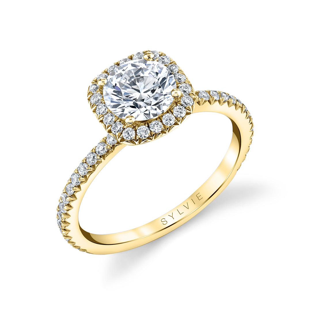Cushion Cut Classic Halo Engagement Ring - Vivian