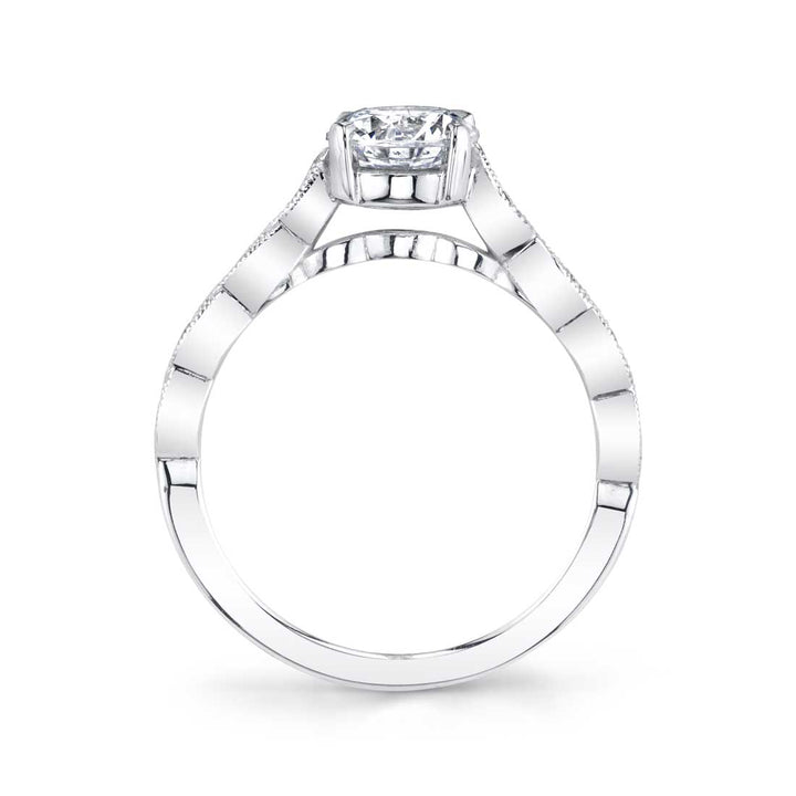 Round Cut Unique Engagement Ring - Elena