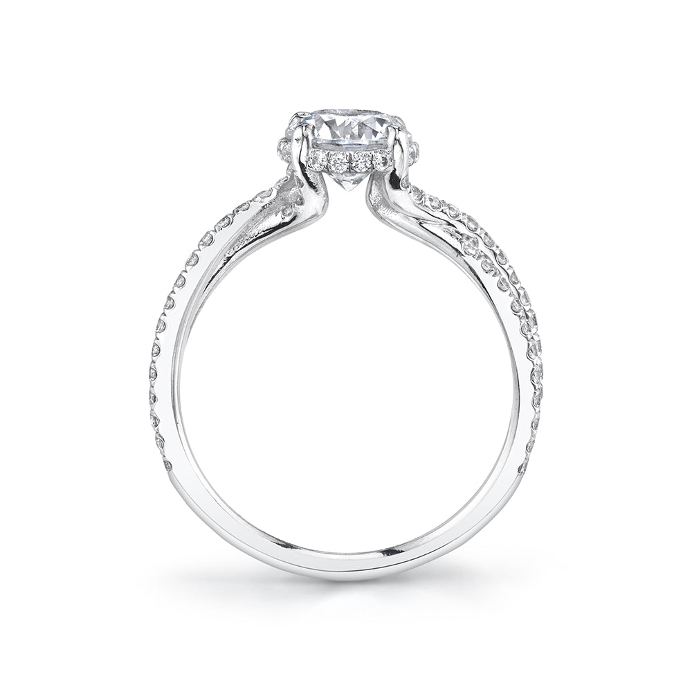 Spiral Engagement Ring with Hidden Halo