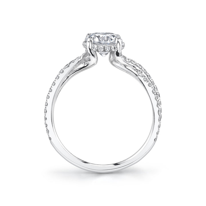 Spiral Engagement Ring with Hidden Halo