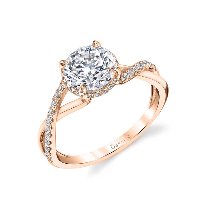 Spiral Engagement Ring with Hidden Halo - Amahle