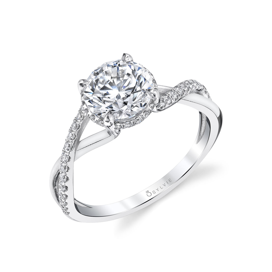 Spiral Engagement Ring with Hidden Halo - Amahle