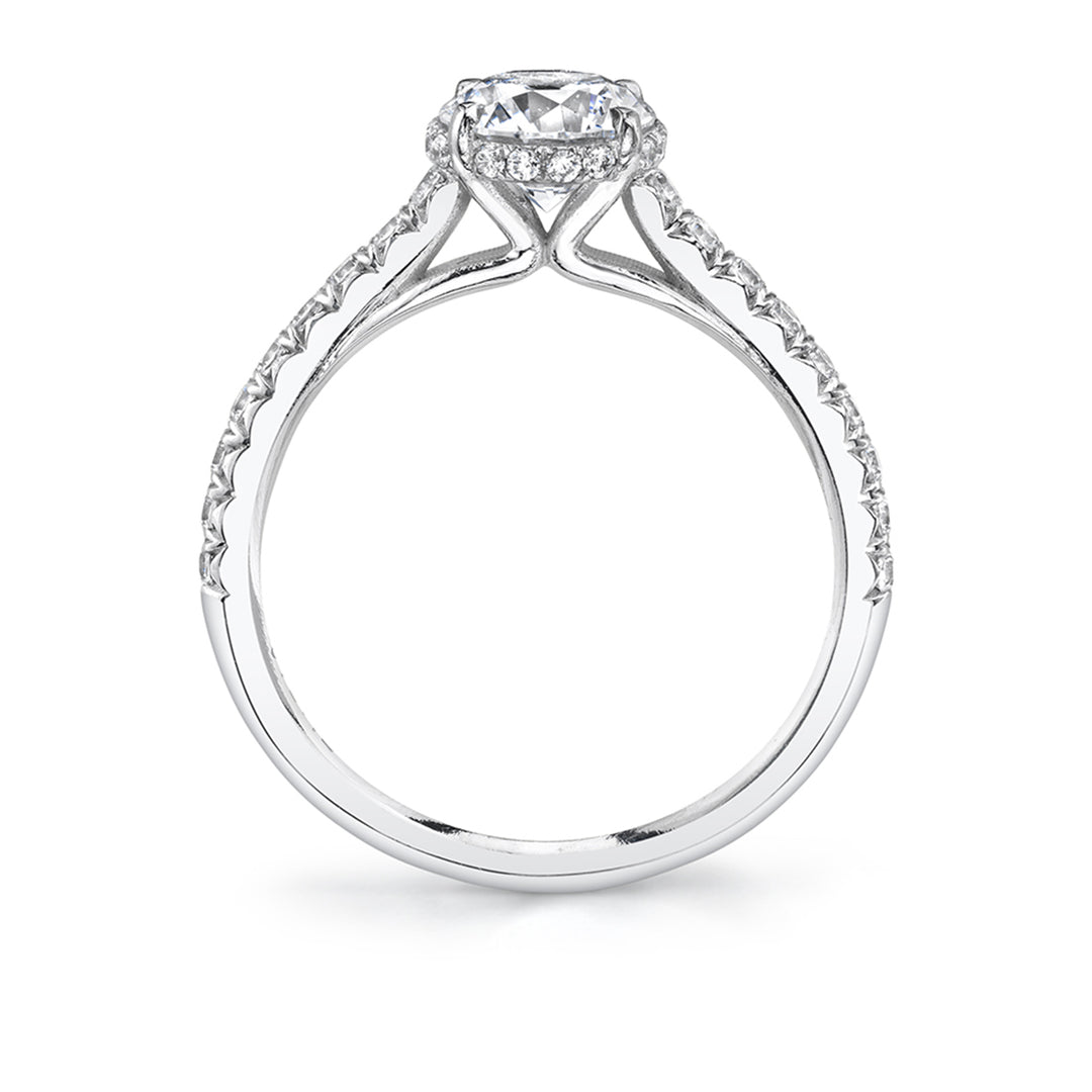 Pear Shaped Two Tone Classic Hidden Halo Engagement Ring - Harmonie