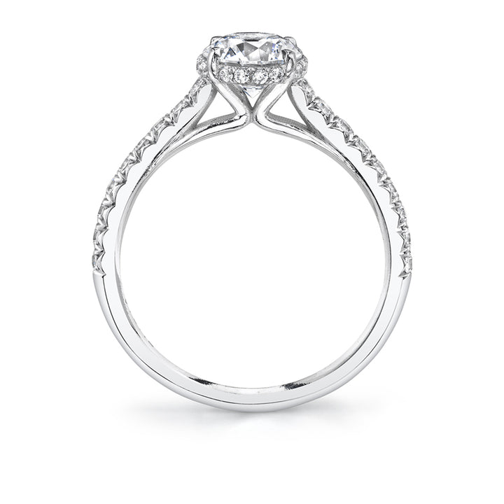Pear Shaped Two Tone Classic Hidden Halo Engagement Ring - Harmonie
