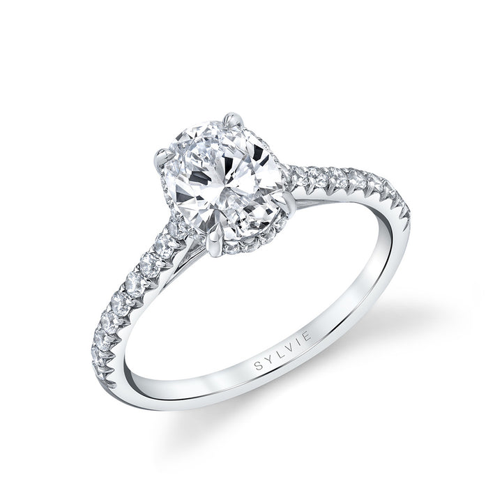 Oval Cut Classic Hidden Halo Engagement Ring - Harmonie
