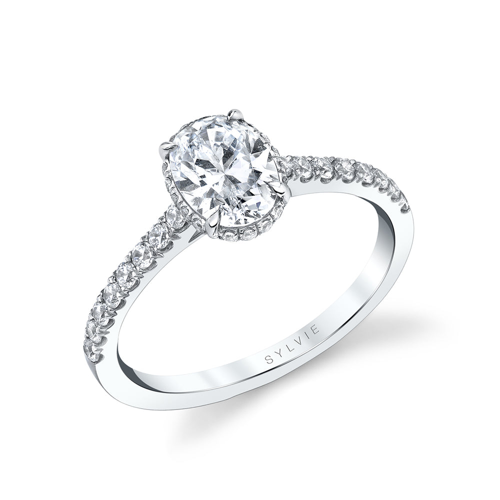 Oval Engagement Ring with Hidden Halo - Anastasia
