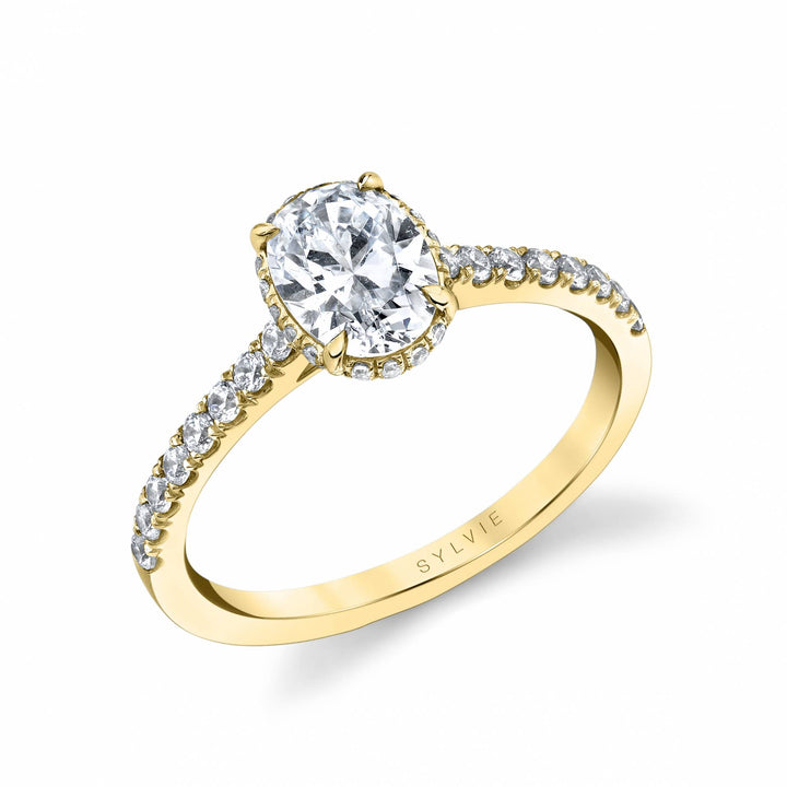 Oval Engagement Ring with Hidden Halo - Anastasia