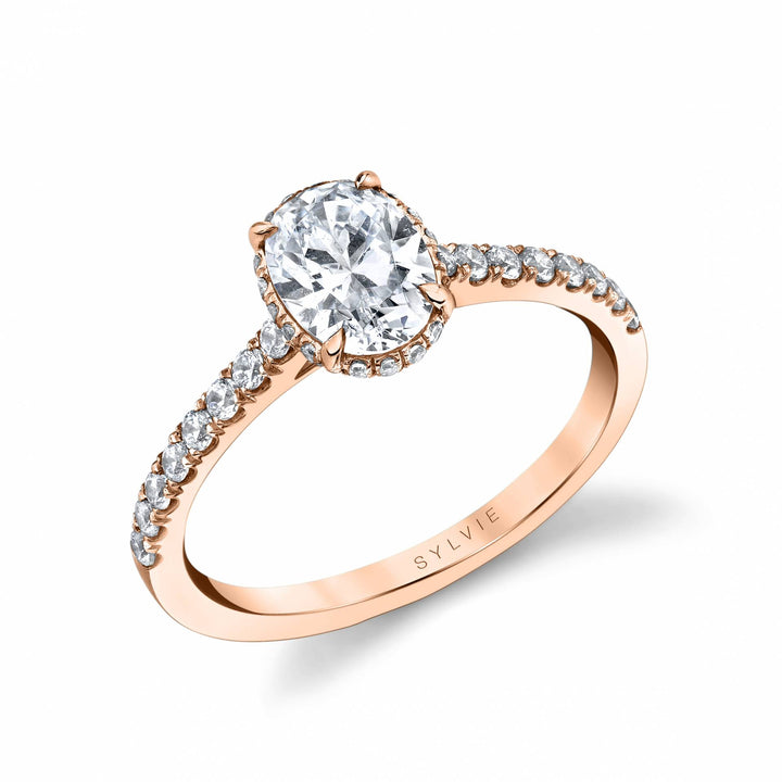 Oval Engagement Ring with Hidden Halo - Anastasia