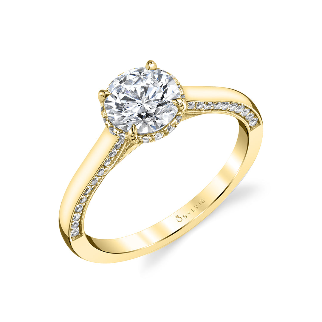 Hidden Halo Engagement Ring with Diamond Profile - Hadlee