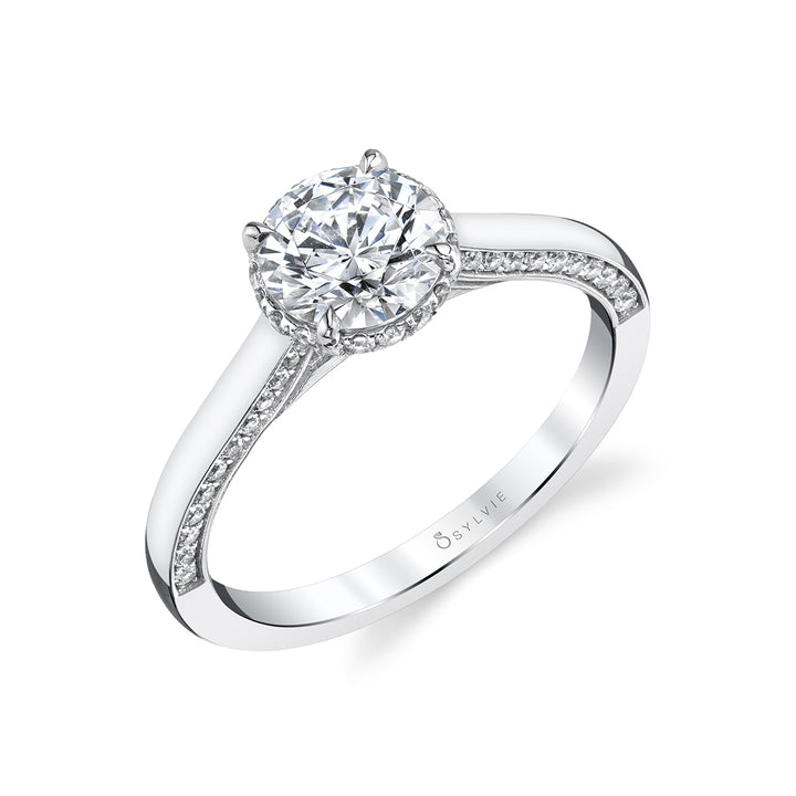 Hidden Halo Engagement Ring with Diamond Profile - Hadlee