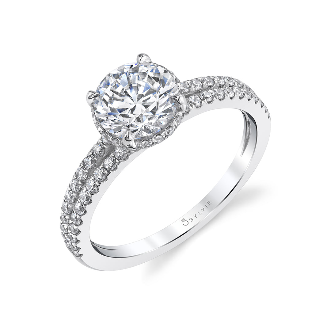 Classic Engagement Ring with Hidden Halo - Halle