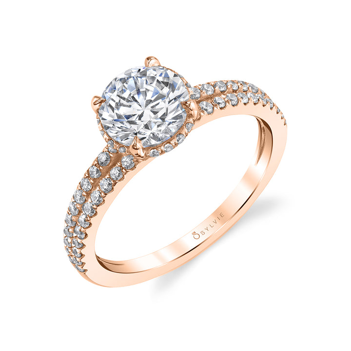 Classic Engagement Ring with Hidden Halo - Halle