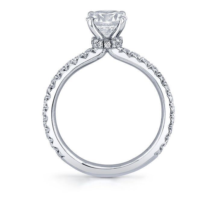 Round Cut Classic Hidden Halo Collar Engagement Ring - Nova